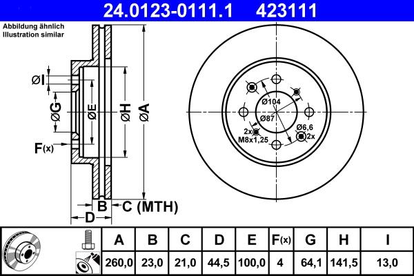 ATE 24.0123-0111.1 - Спирачен диск vvparts.bg