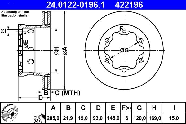 ATE 24.0122-0196.1 - Спирачен диск vvparts.bg