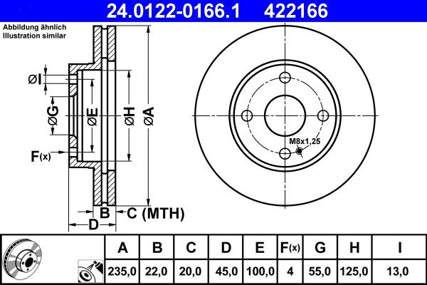 ATE 24.0122-0166.1 - Спирачен диск vvparts.bg