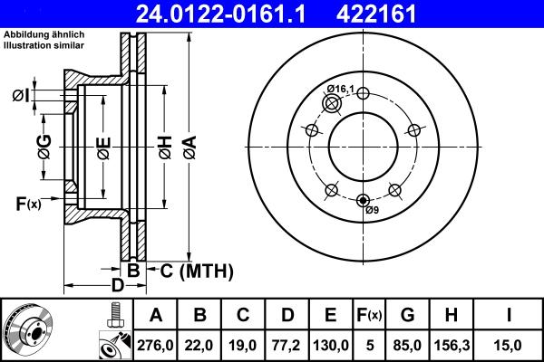 ATE 24.0122-0161.1 - Спирачен диск vvparts.bg