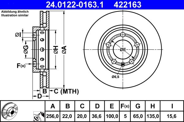 ATE 24.0122-0163.1 - Спирачен диск vvparts.bg