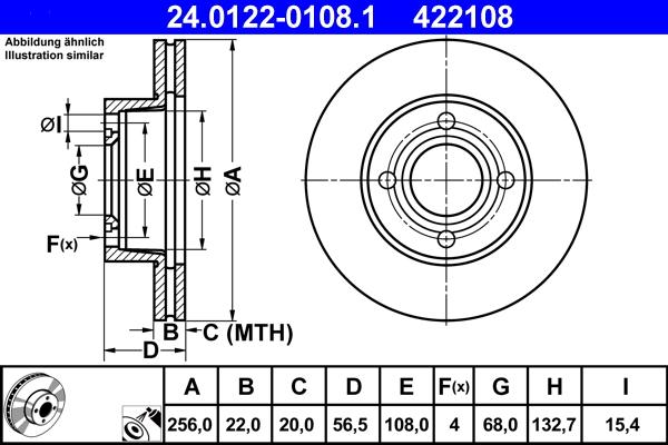 ATE 24.0122-0108.1 - Спирачен диск vvparts.bg