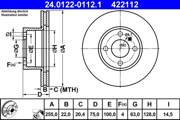 ATE 24.0122-0112.1 - Спирачен диск vvparts.bg