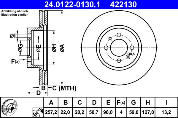 ATE 24.0122-0130.1 - Спирачен диск vvparts.bg