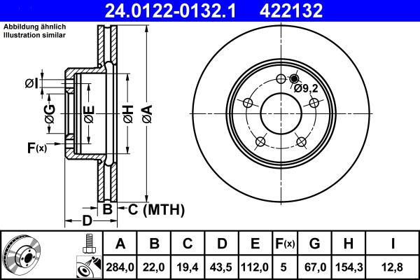 ATE 24.0122-0132.1 - Спирачен диск vvparts.bg