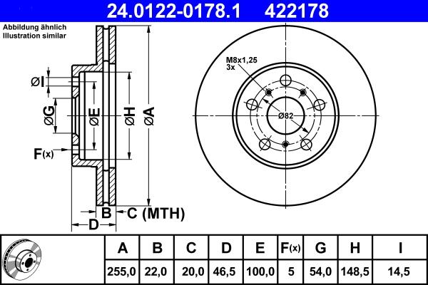 ATE 24.0122-0178.1 - Спирачен диск vvparts.bg