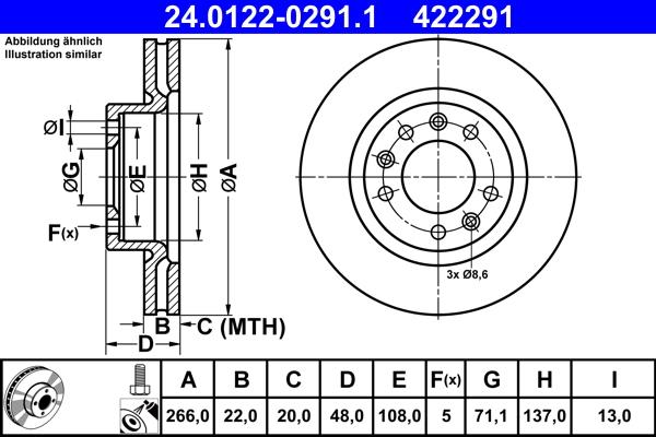 ATE 24.0122-0291.1 - Спирачен диск vvparts.bg