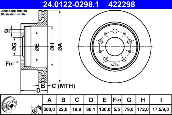 ATE 24.0122-0298.1 - Спирачен диск vvparts.bg