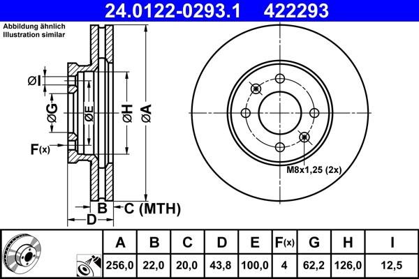 ATE 24.0122-0293.1 - Спирачен диск vvparts.bg