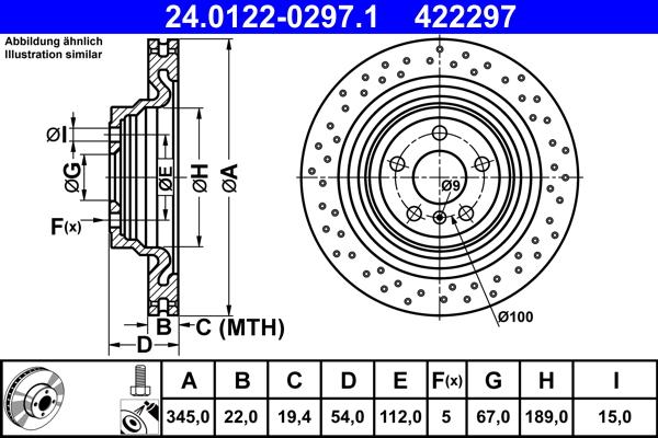 ATE 24.0122-0297.1 - Спирачен диск vvparts.bg