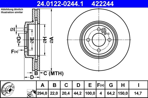 ATE 24.0122-0244.1 - Спирачен диск vvparts.bg