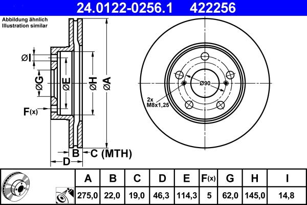 ATE 24.0122-0256.1 - Спирачен диск vvparts.bg