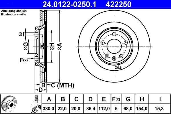 ATE 24.0122-0250.1 - Спирачен диск vvparts.bg