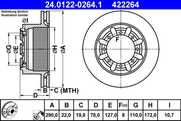 ATE 24.0122-0264.1 - Спирачен диск vvparts.bg