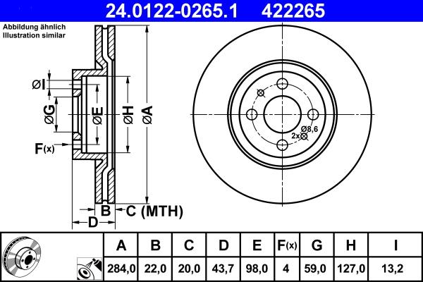 ATE 24.0122-0265.1 - Спирачен диск vvparts.bg