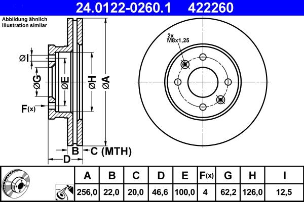 ATE 24.0122-0260.1 - Спирачен диск vvparts.bg