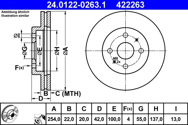 ATE 24.0122-0263.1 - Спирачен диск vvparts.bg