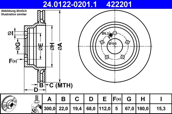 ATE 24.0122-0201.1 - Спирачен диск vvparts.bg