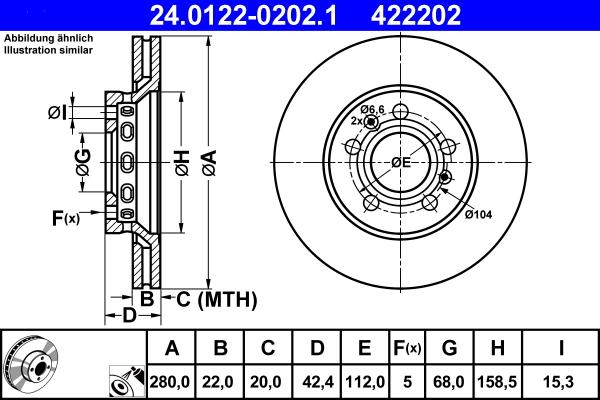 ATE 24.0122-0202.1 - Спирачен диск vvparts.bg