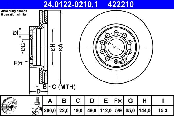 ATE 24.0122-0210.1 - Спирачен диск vvparts.bg