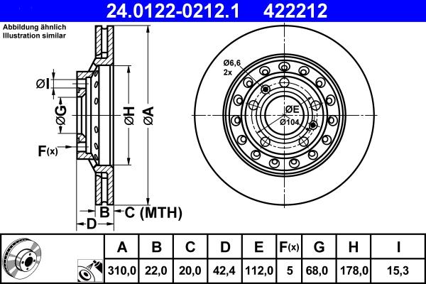 ATE 24.0122-0212.1 - Спирачен диск vvparts.bg