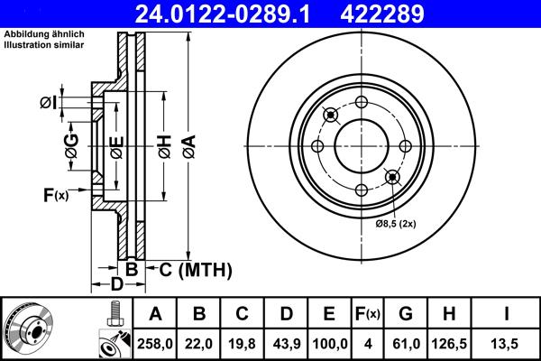 ATE 24.0122-0289.1 - Спирачен диск vvparts.bg