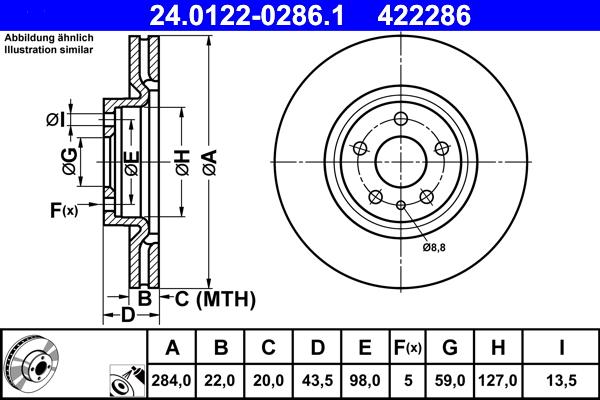 ATE 24.0122-0286.1 - Спирачен диск vvparts.bg