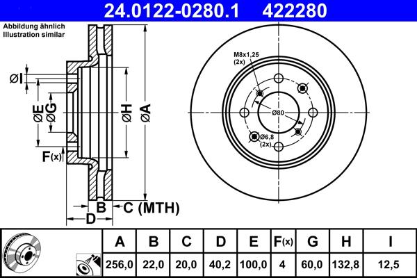 ATE 24.0122-0280.1 - Спирачен диск vvparts.bg