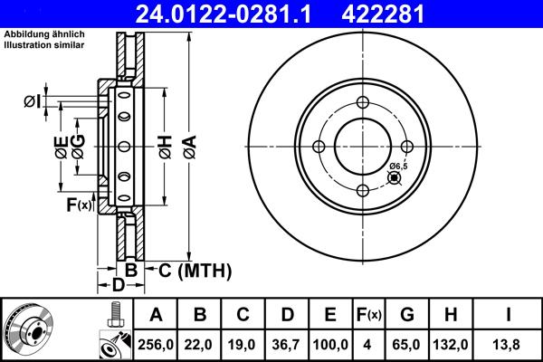 ATE 24.0122-0281.1 - Спирачен диск vvparts.bg