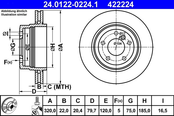 ATE 24.0122-0224.1 - Спирачен диск vvparts.bg