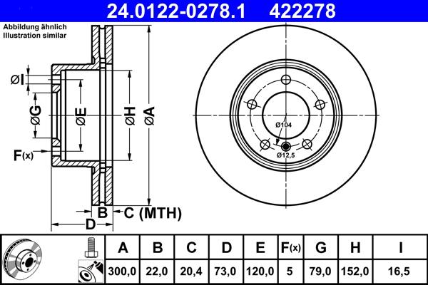 ATE 24.0122-0278.1 - Спирачен диск vvparts.bg