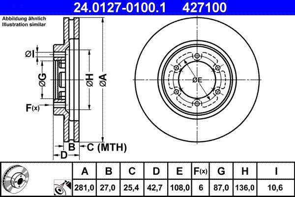ATE 24.0127-0100.1 - Спирачен диск vvparts.bg