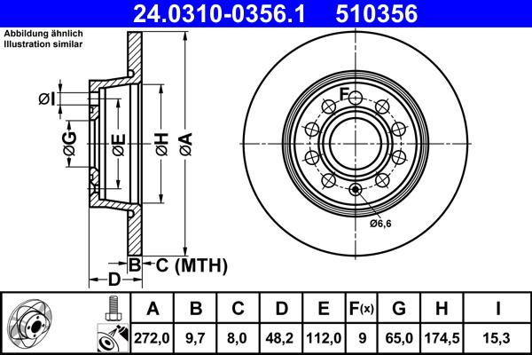 ATE 24.0310-0356.1 - Спирачен диск vvparts.bg