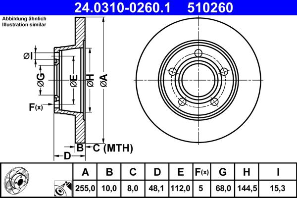 ATE 24.0310-0260.1 - Спирачен диск vvparts.bg