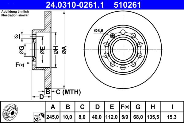 ATE 24.0310-0261.1 - Спирачен диск vvparts.bg