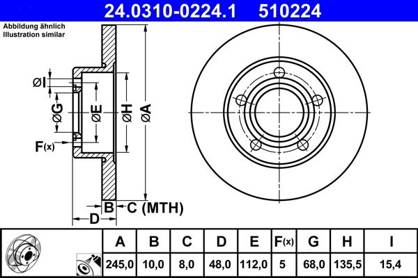 ATE 24.0310-0224.1 - Спирачен диск vvparts.bg