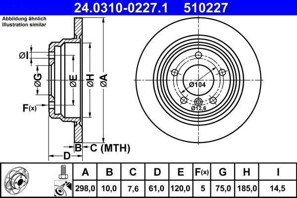 ATE 24.0310-0227.1 - Спирачен диск vvparts.bg