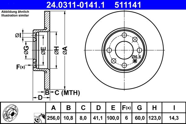 ATE 24.0311-0141.1 - Спирачен диск vvparts.bg