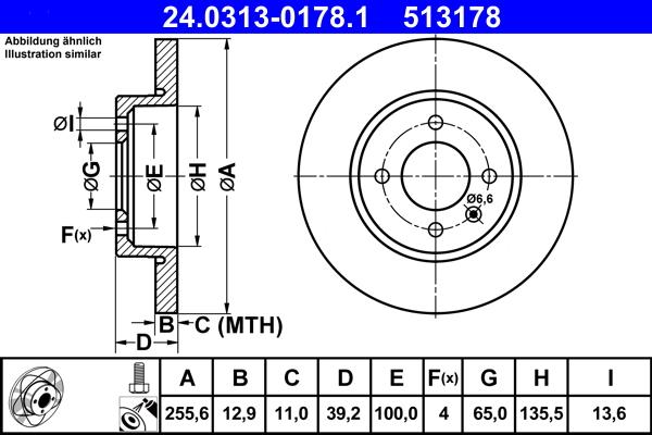 ATE 24.0313-0178.1 - Спирачен диск vvparts.bg