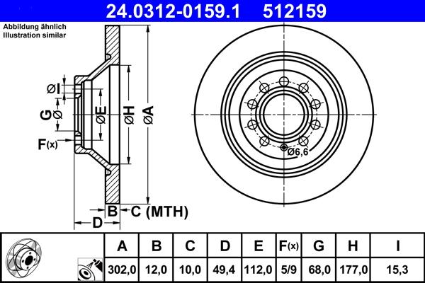 ATE 24.0312-0159.1 - Спирачен диск vvparts.bg