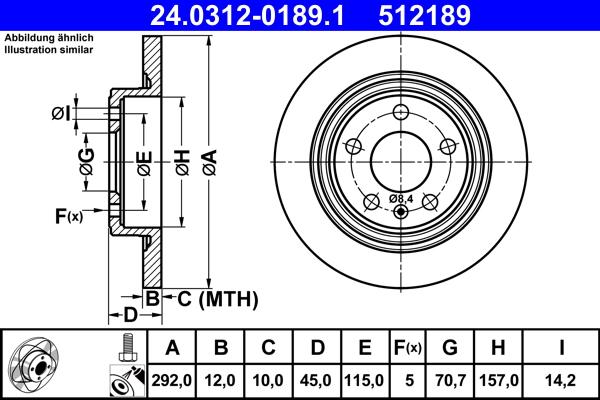 ATE 24.0312-0189.1 - Спирачен диск vvparts.bg