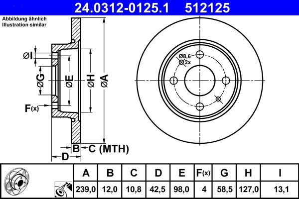 ATE 24.0312-0125.1 - Спирачен диск vvparts.bg