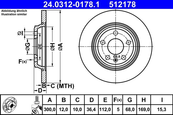 ATE 24.0312-0178.1 - Спирачен диск vvparts.bg