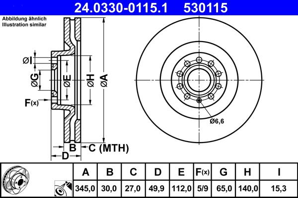 ATE 24.0330-0115.1 - Спирачен диск vvparts.bg