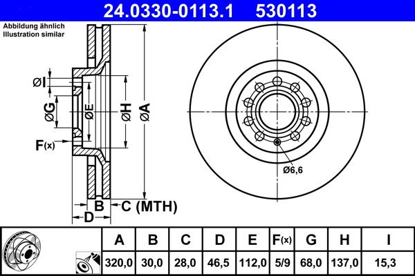 ATE 24.0330-0113.1 - Спирачен диск vvparts.bg