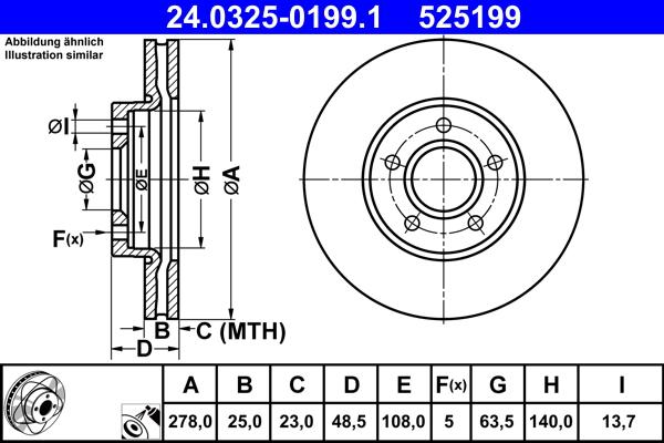 ATE 24.0325-0199.1 - Спирачен диск vvparts.bg