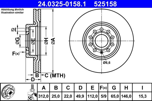 ATE 24.0325-0158.1 - Спирачен диск vvparts.bg