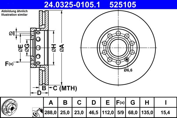 ATE 24.0325-0105.1 - Спирачен диск vvparts.bg