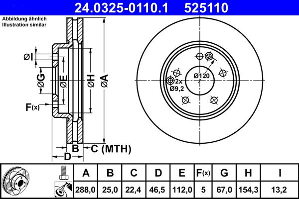 ATE 24.0325-0110.1 - Спирачен диск vvparts.bg