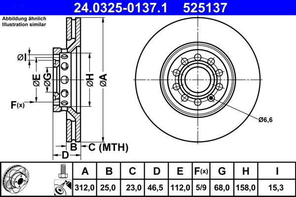 ATE 24.0325-0137.1 - Спирачен диск vvparts.bg